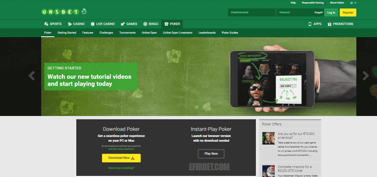 پوکر آنلاین در Unibet
