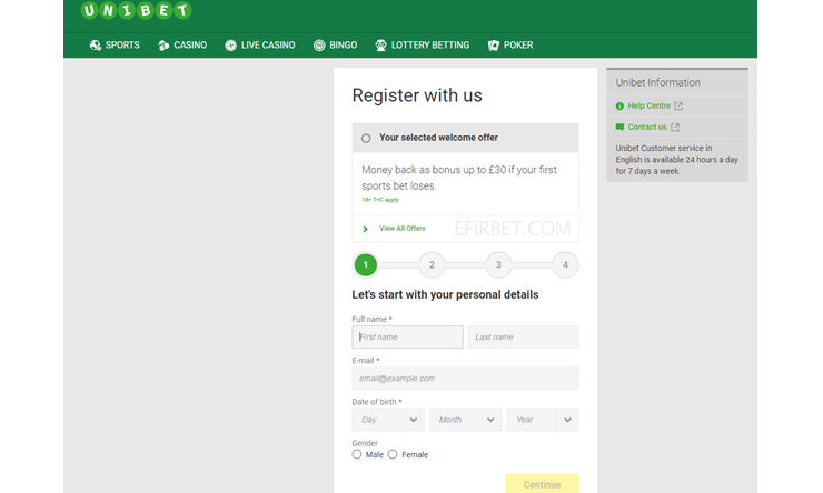 ثبت نام در سایت شرط بندی خارجی Unibet